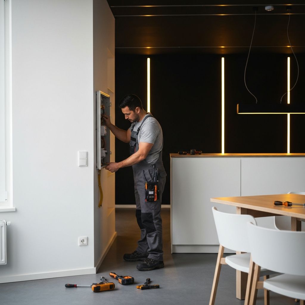 Elektriker arbetar med elinstallation i Göteborg